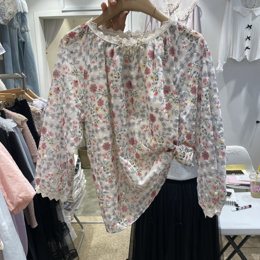 空韓國㊣直郵東大門代購女裝新品職業休閑時尚人氣襯衫蕾絲衫BELITA襯衫/蕾絲衫圖色2