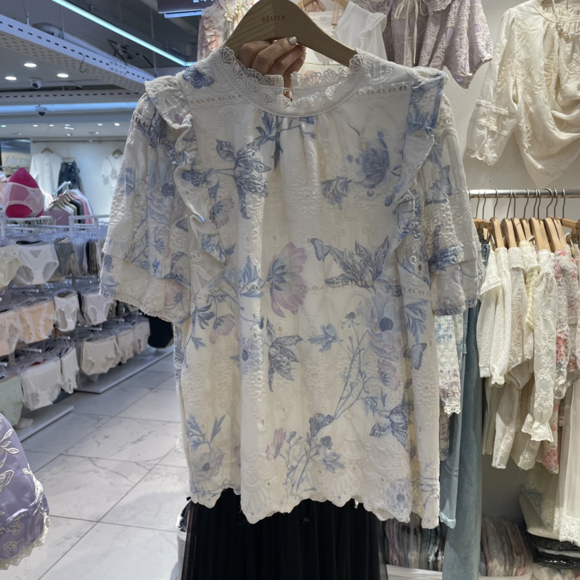 空韓國直郵㊣女裝新品25春夏人氣職業時尚推薦熱賣襯衫蕾絲衫BELITA襯衫/蕾絲衫圖色2