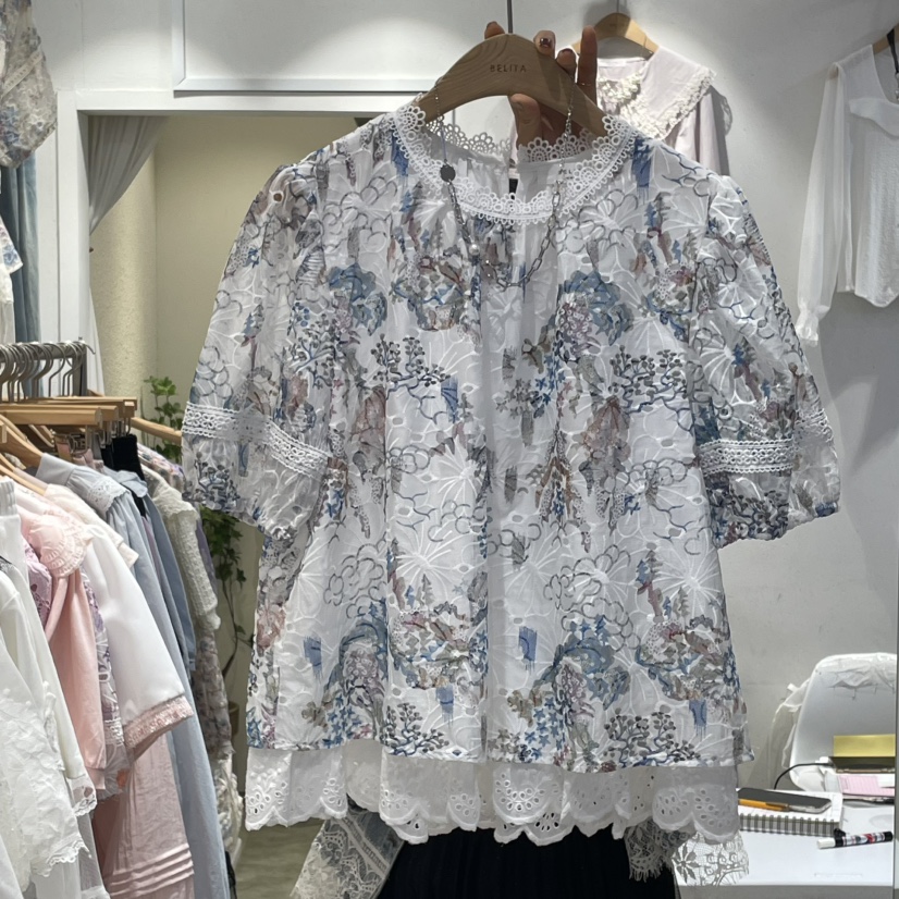 空東大門實拍女裝新品人氣職業真品推薦休閑熱賣襯衫蕾絲衫BELITA襯衫/蕾絲衫圖色1