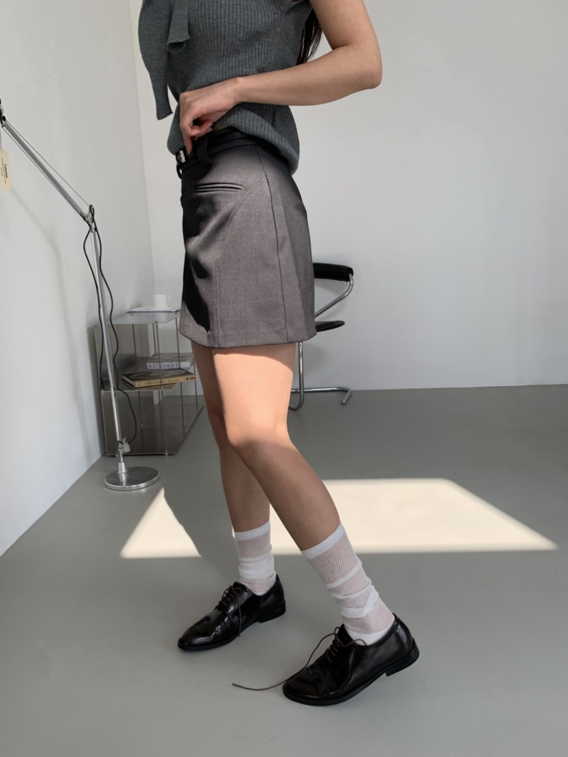 MURMUR韓國直郵女士新款職業熱賣人氣25春夏真品休閑短裙腰帶MURMUR短裙