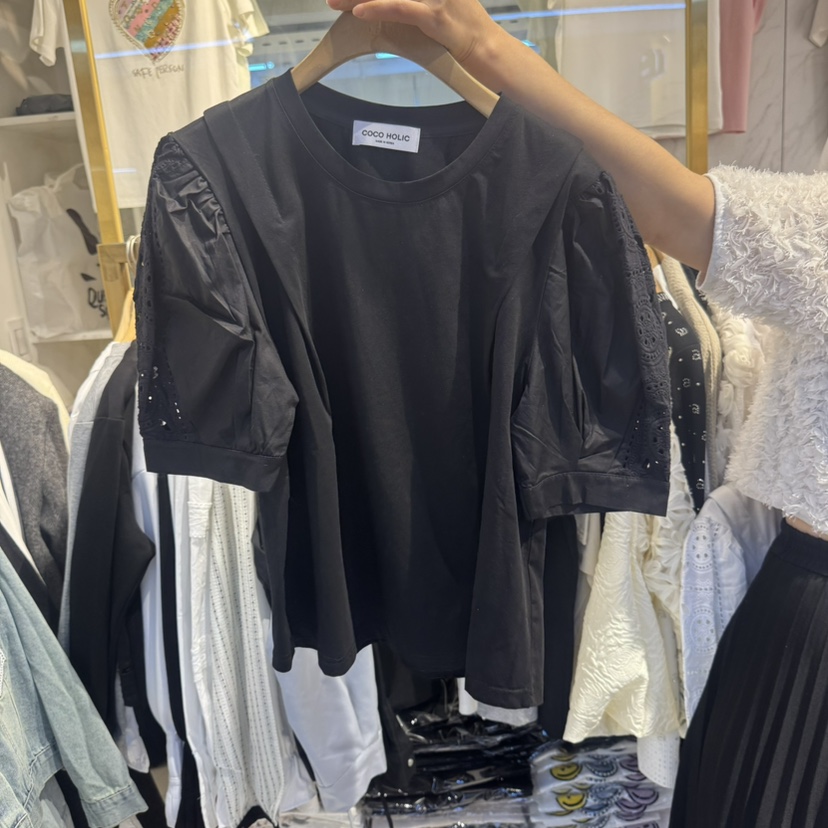 COCO HOLIC東大門代購女士新品真品休閑熱賣推薦職業T恤蕾絲COCO HOLICT恤圖色2