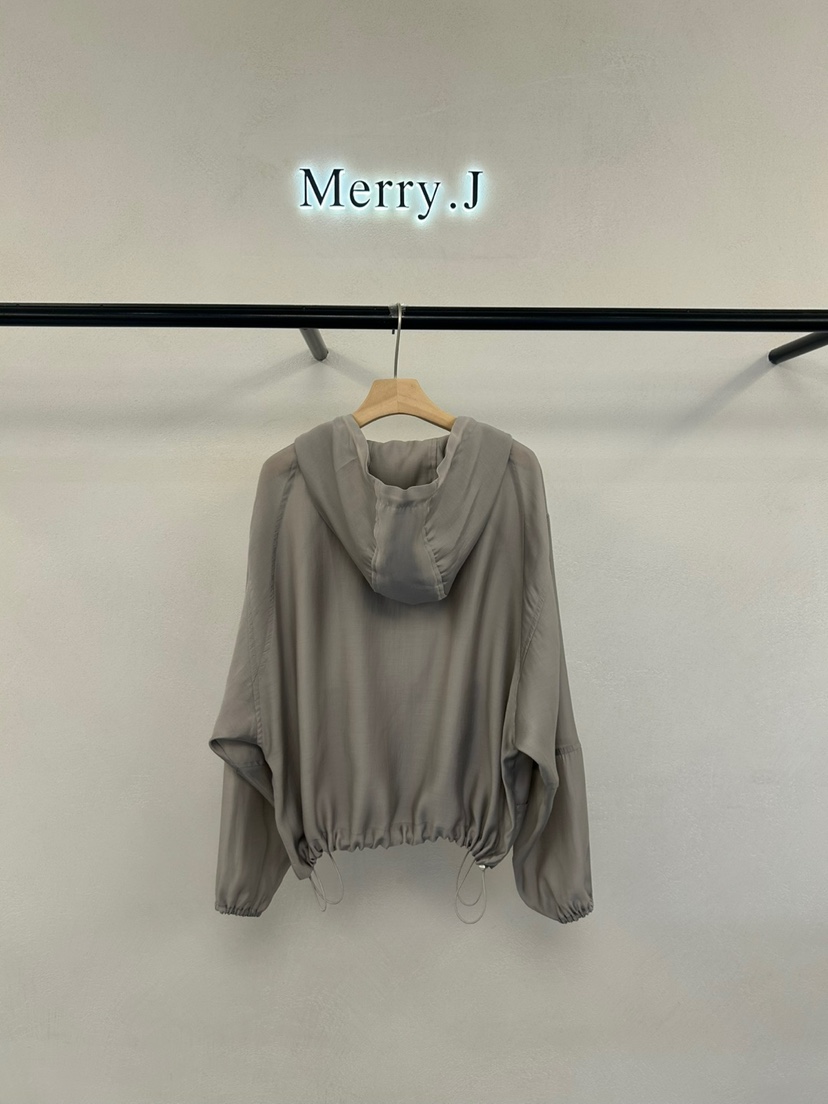 MERRY-J韓國直郵㊣東大門實拍女裝新款推薦夾克歐根紗兜帽MERRY-J夾克
