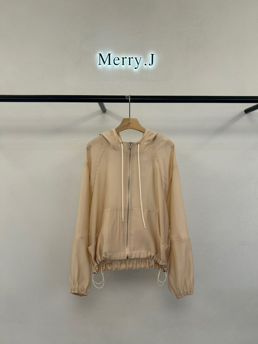 MERRY-J韓國直郵㊣東大門實拍女裝新款推薦夾克歐根紗兜帽MERRY-J夾克圖色2