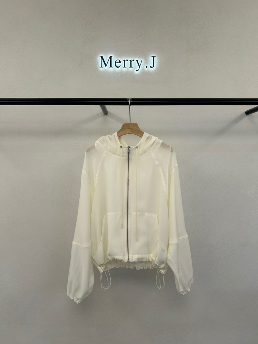 MERRY-J韓國直郵㊣東大門實拍女裝新款推薦夾克歐根紗兜帽MERRY-J夾克圖色3