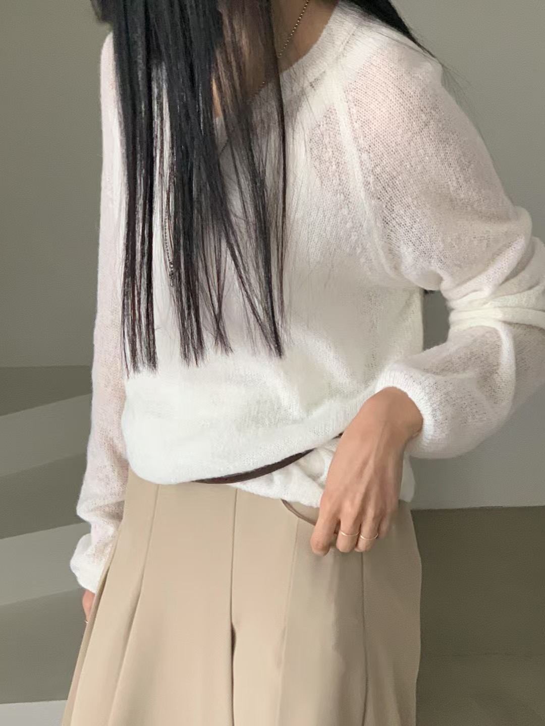 NEARAND直郵韓國代購㊣女裝新款休閑25春夏推薦職業長袖T恤NEARAND長袖T恤