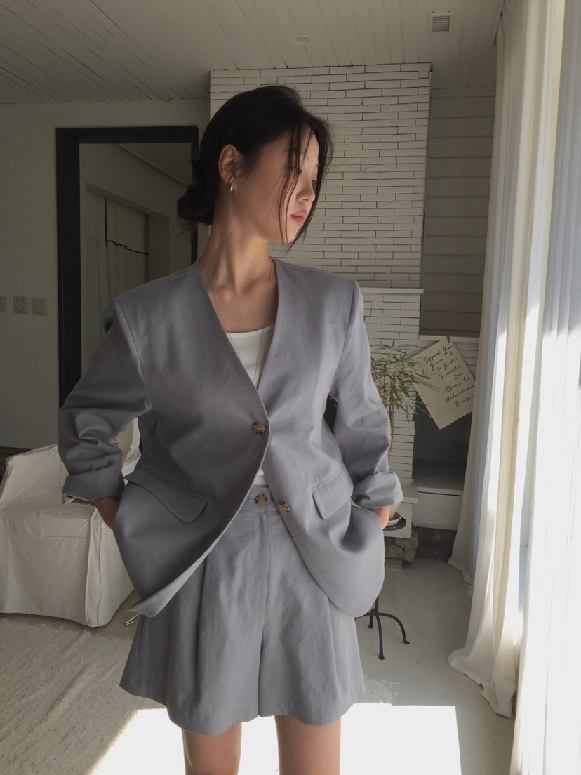 LONG PEAK韓國直郵㊣東大門實拍女裝新品25春夏時尚夾克亞麻LONG PEAK夾克