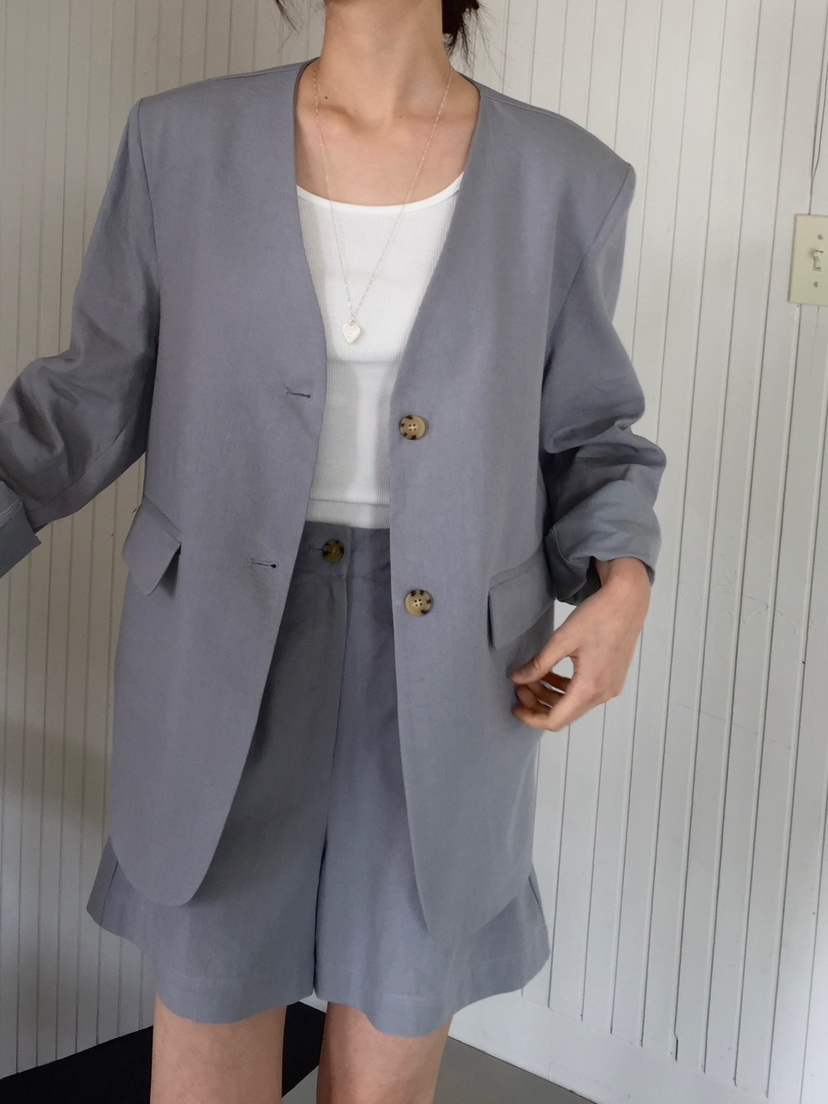 LONG PEAK韓國直郵㊣東大門實拍女裝新品25春夏時尚夾克亞麻LONG PEAK夾克