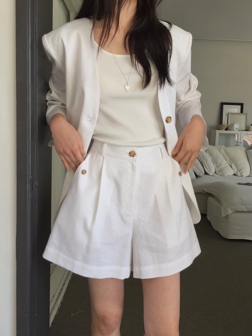 LONG PEAK韓國直郵㊣東大門實拍女裝新款25春夏時尚短褲亞麻LONG PEAK短褲