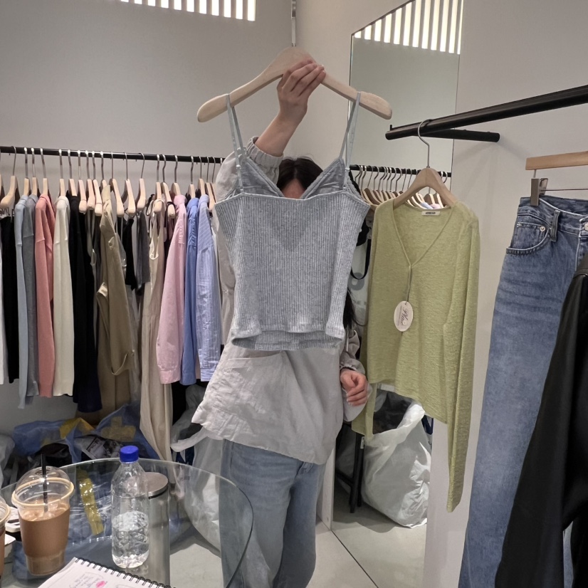 PLATE直郵韓國代購㊣女裝新款時尚休閑人氣25春夏熱賣吊帶背心PLATE吊帶/背心