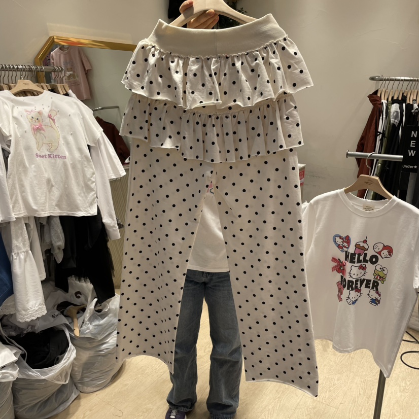 UNDERSTAR_VINTAGE東大門實拍女士新品人氣25春夏休閑褲荷葉邊UNDERSTAR_VINTAGE休閑褲