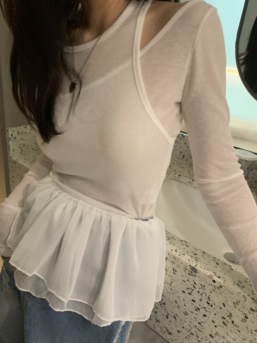BADCALM東大門實拍女裝新品休閑推薦人氣職業長袖T恤天絲雙層BADCALM長袖T恤
