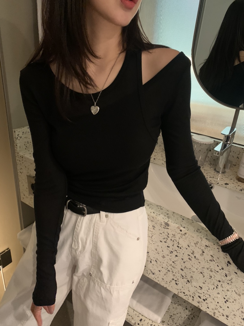 BADCALM東大門實拍女裝新品休閑推薦人氣職業長袖T恤天絲雙層BADCALM長袖T恤