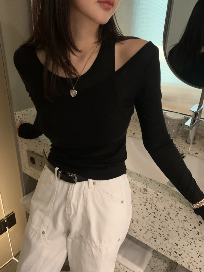 BADCALM東大門實拍女裝新品休閑推薦人氣職業長袖T恤天絲雙層BADCALM長袖T恤