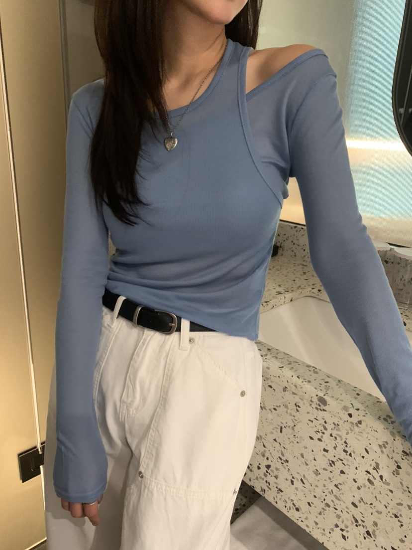 BADCALM東大門實拍女裝新品休閑推薦人氣職業長袖T恤天絲雙層BADCALM長袖T恤