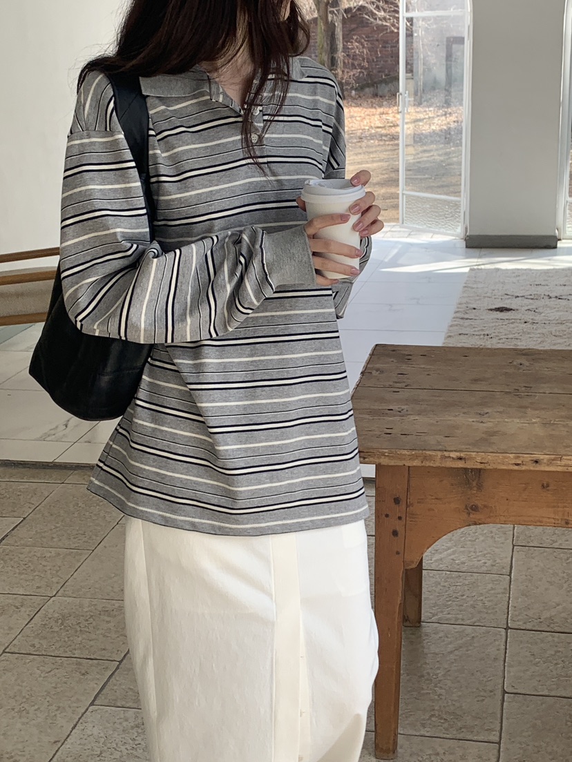 LOGARDEN韓國直郵女裝新品職業休閑真品熱賣25春夏人氣長袖T恤LO GARDEN長袖T恤圖色3