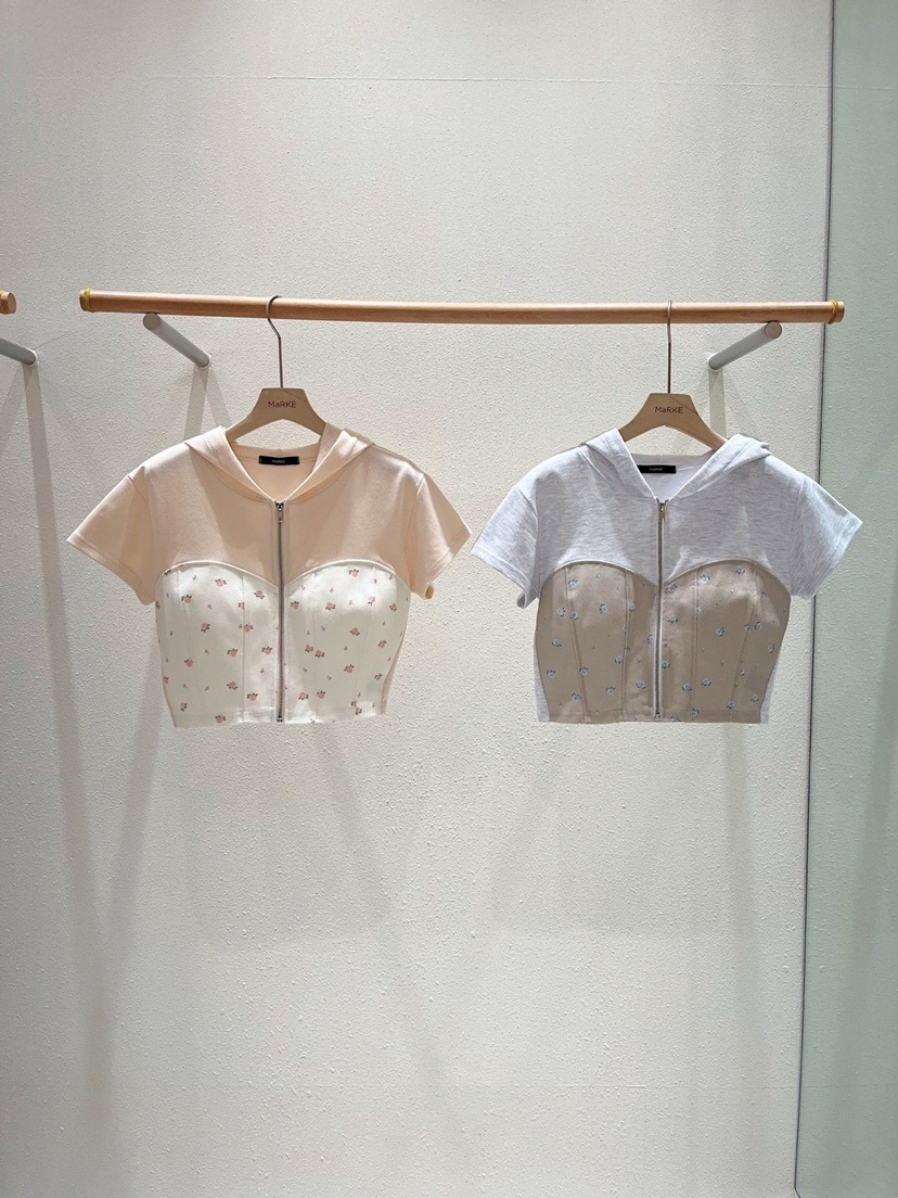 MARKE-P韓國直郵女裝新品熱賣時尚25春夏推薦真品職業T恤拉鏈MARKE-PT恤