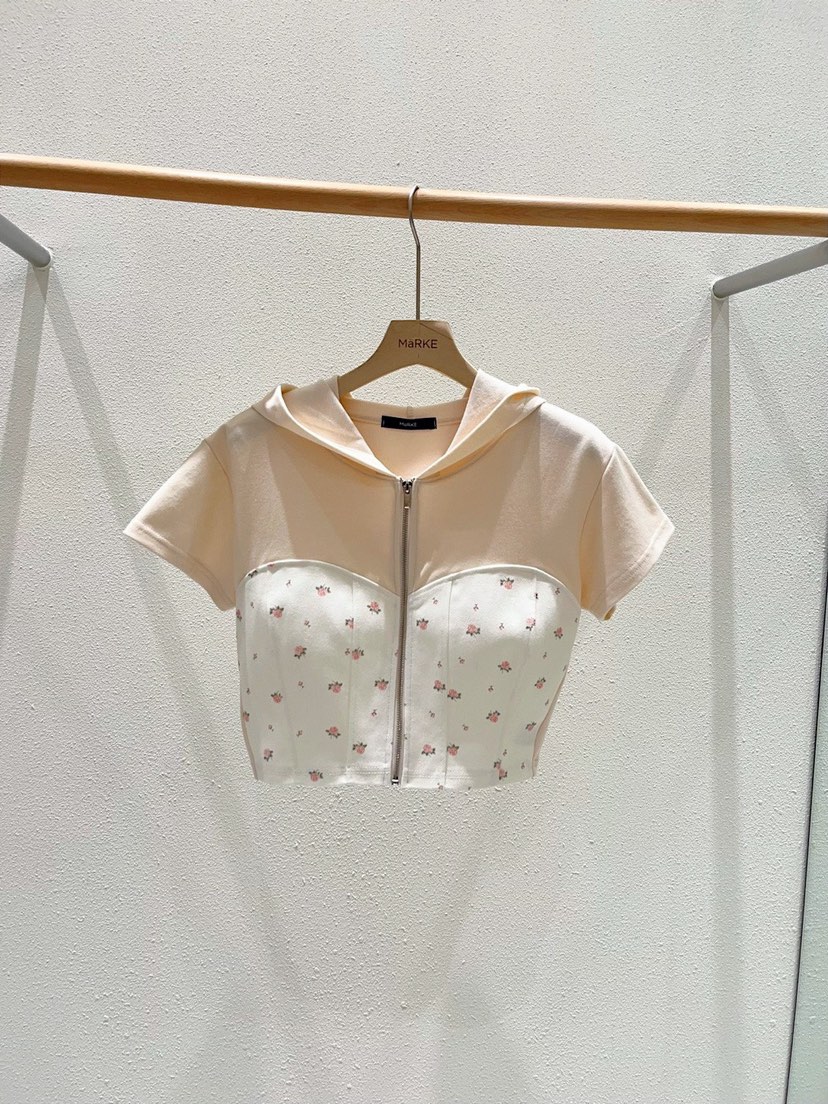 MARKE-P韓國直郵女裝新品熱賣時尚25春夏推薦真品職業T恤拉鏈MARKE-PT恤圖色1