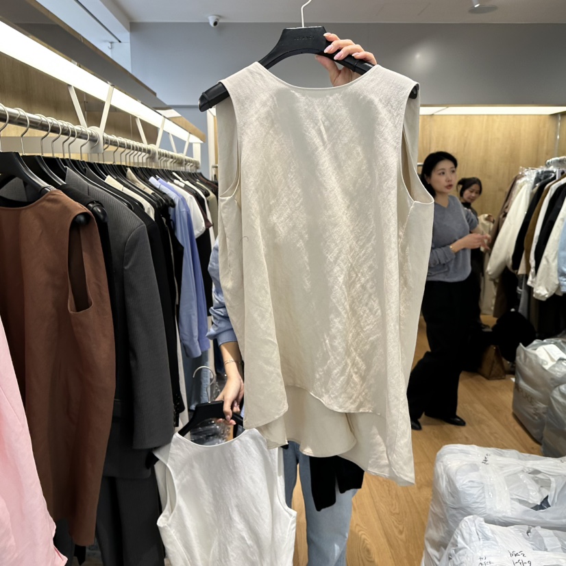 LEFANCY韓國直郵㊣東大門實拍女裝新款人氣職業吊帶背心亞麻LEFANCY吊帶/背心圖色2
