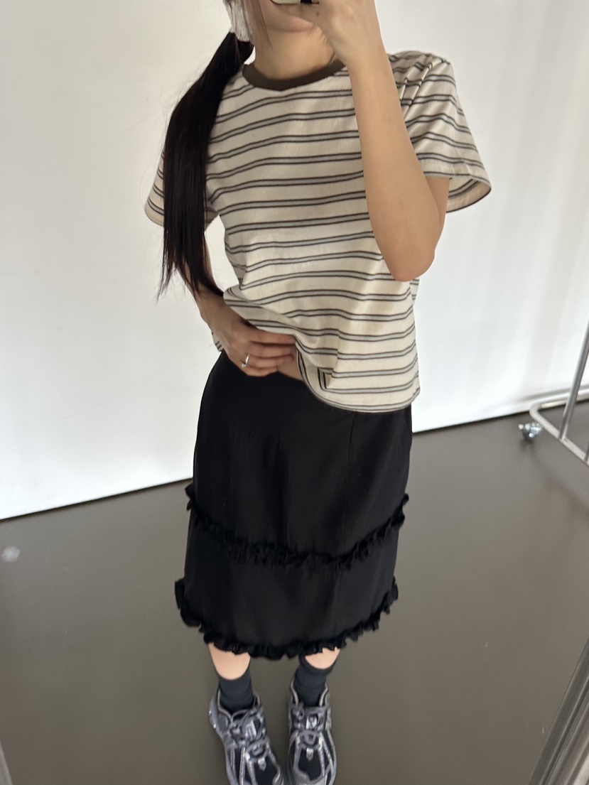 I MFACT直郵韓國代購㊣女裝新品休閑半身裙中短裙荷葉邊長款I MFACT半身裙/中短裙