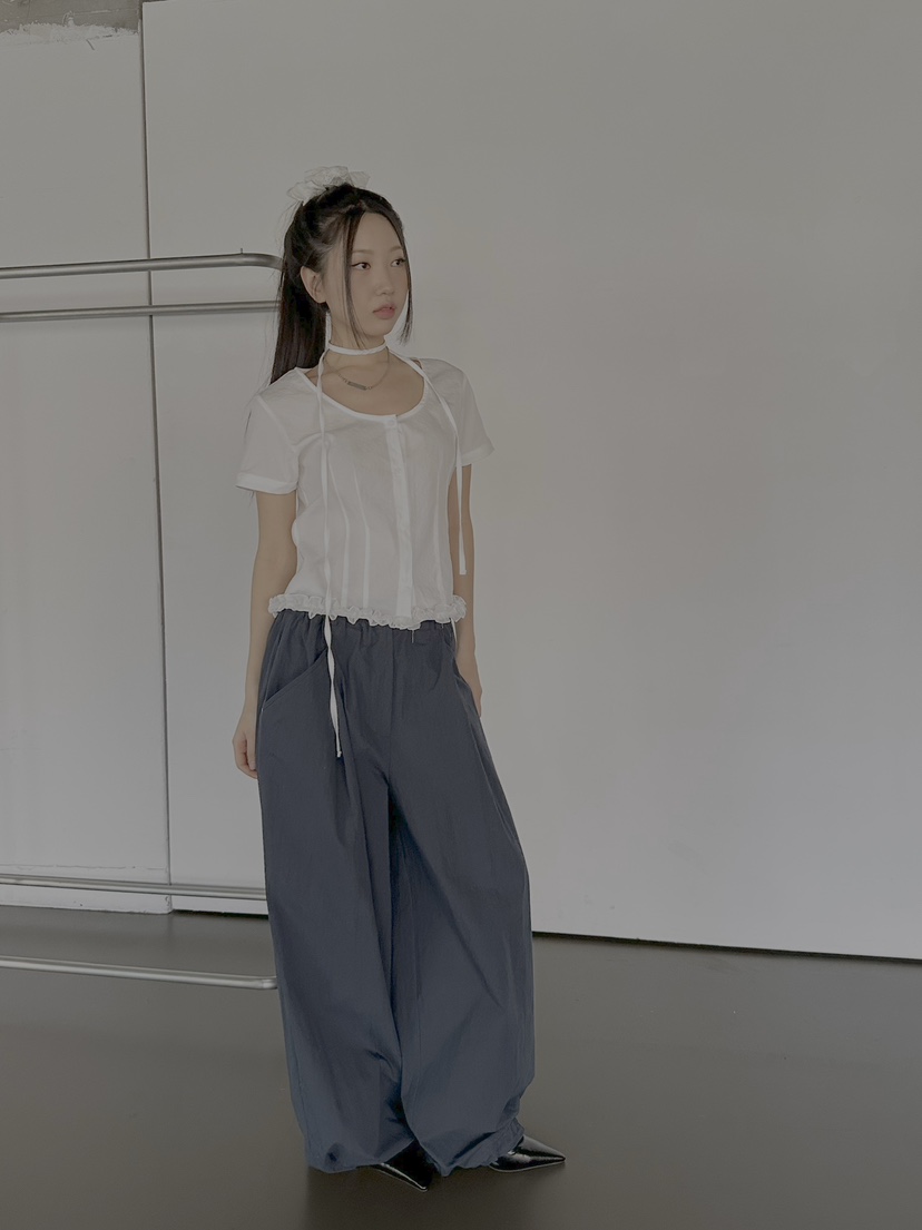 I MFACT韓國直郵㊣女裝新款休閑25春夏人氣襯衫蕾絲衫荷葉邊I MFACT襯衫/蕾絲衫