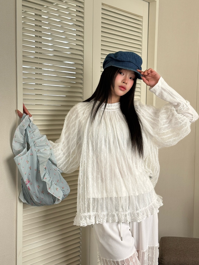 MAISONDEGLORY韓國直郵女士新款休閑職業人氣時尚襯衫蕾絲衫MAISON DE GLORY襯衫/蕾絲衫