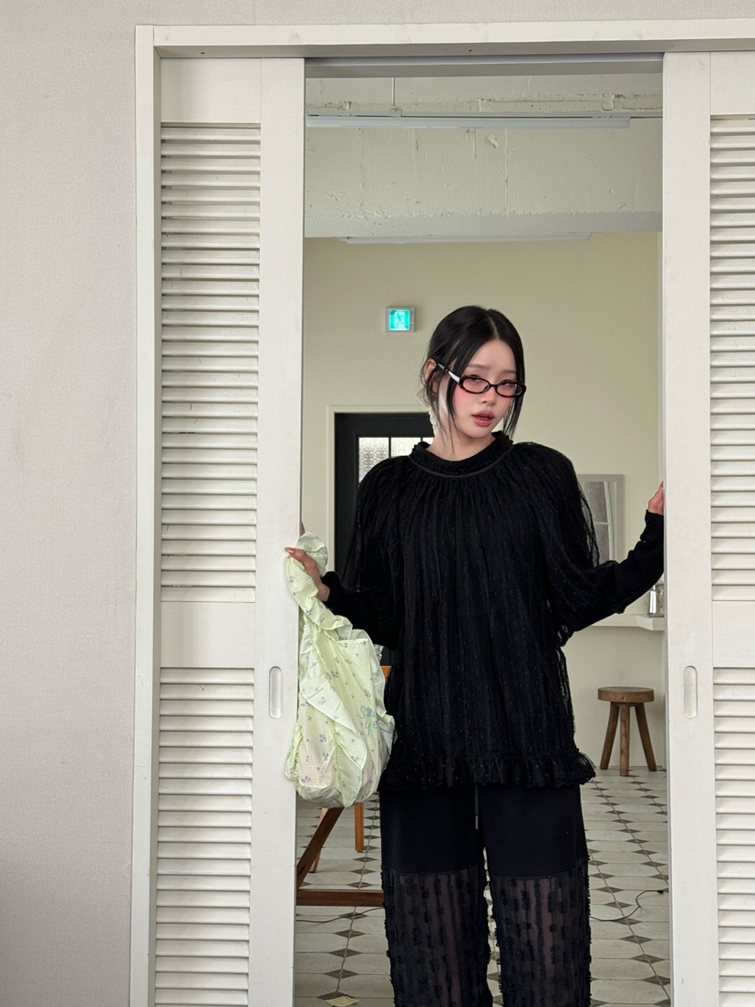 MAISONDEGLORY韓國直郵女士新款休閑職業人氣時尚襯衫蕾絲衫MAISON DE GLORY襯衫/蕾絲衫