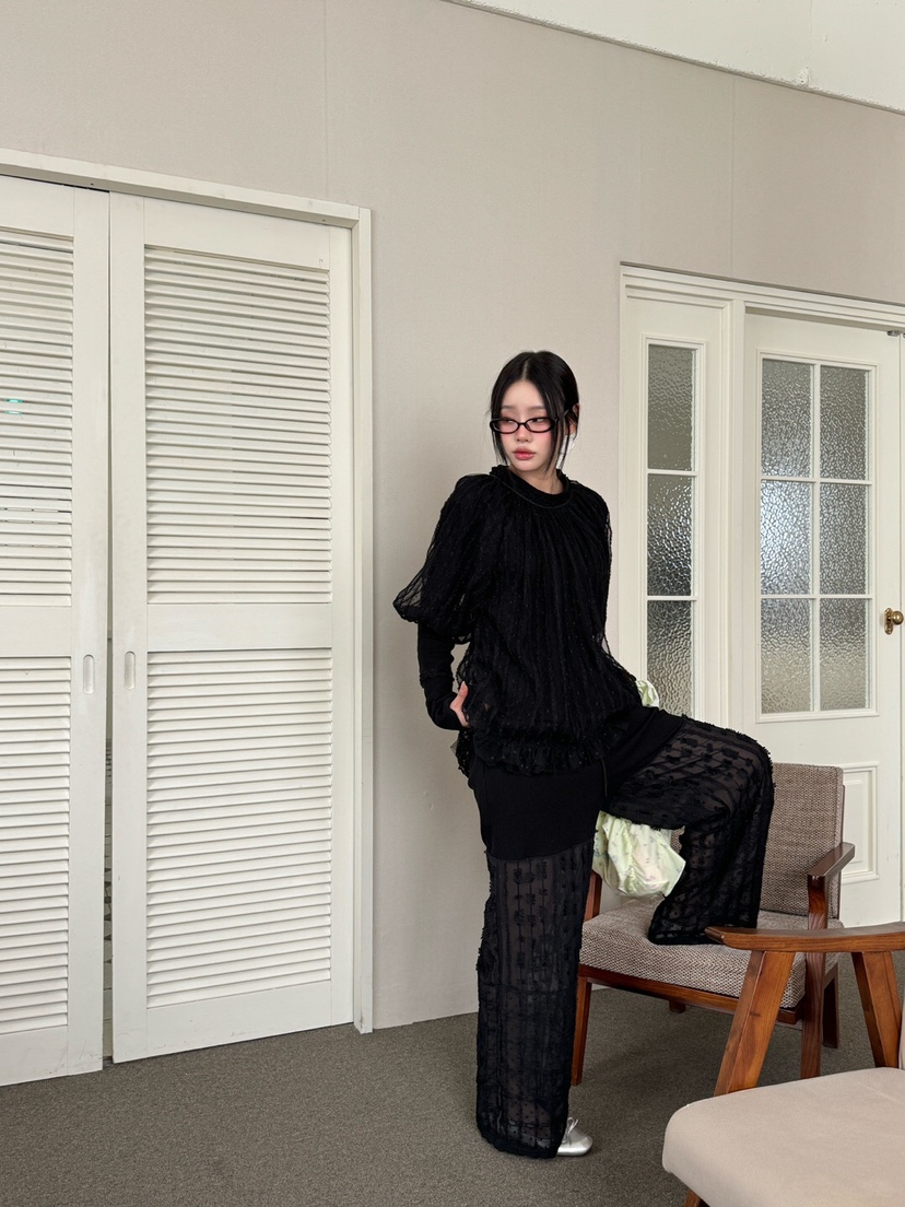 MAISONDEGLORY韓國直郵女士新款休閑職業人氣時尚襯衫蕾絲衫MAISON DE GLORY襯衫/蕾絲衫