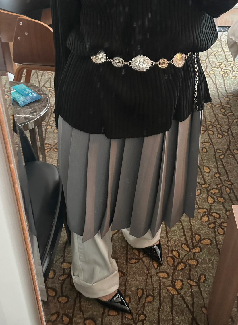 BYRING東大門代購女裝新款25春夏人氣真品半身裙中短裙百褶BYRING半身裙/中短裙