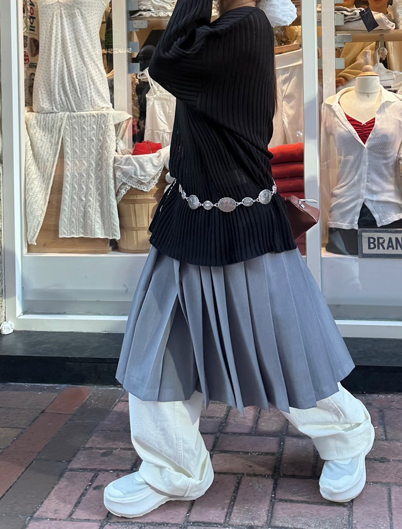 BYRING東大門代購女裝新款25春夏人氣真品半身裙中短裙百褶BYRING半身裙/中短裙