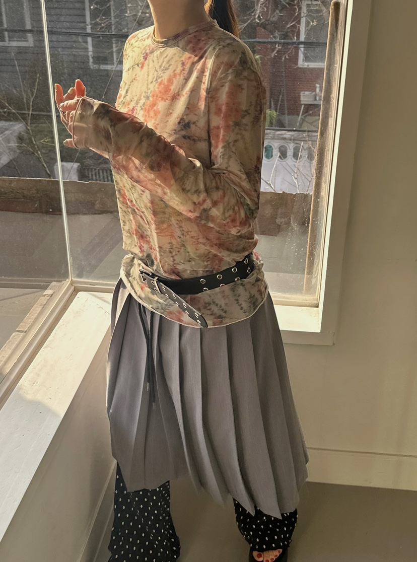 BYRING東大門代購女裝新款25春夏人氣真品半身裙中短裙百褶BYRING半身裙/中短裙
