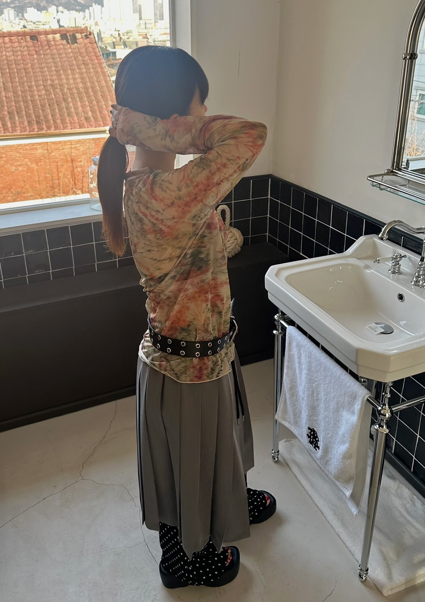 BYRING東大門代購女裝新款25春夏人氣真品半身裙中短裙百褶BYRING半身裙/中短裙