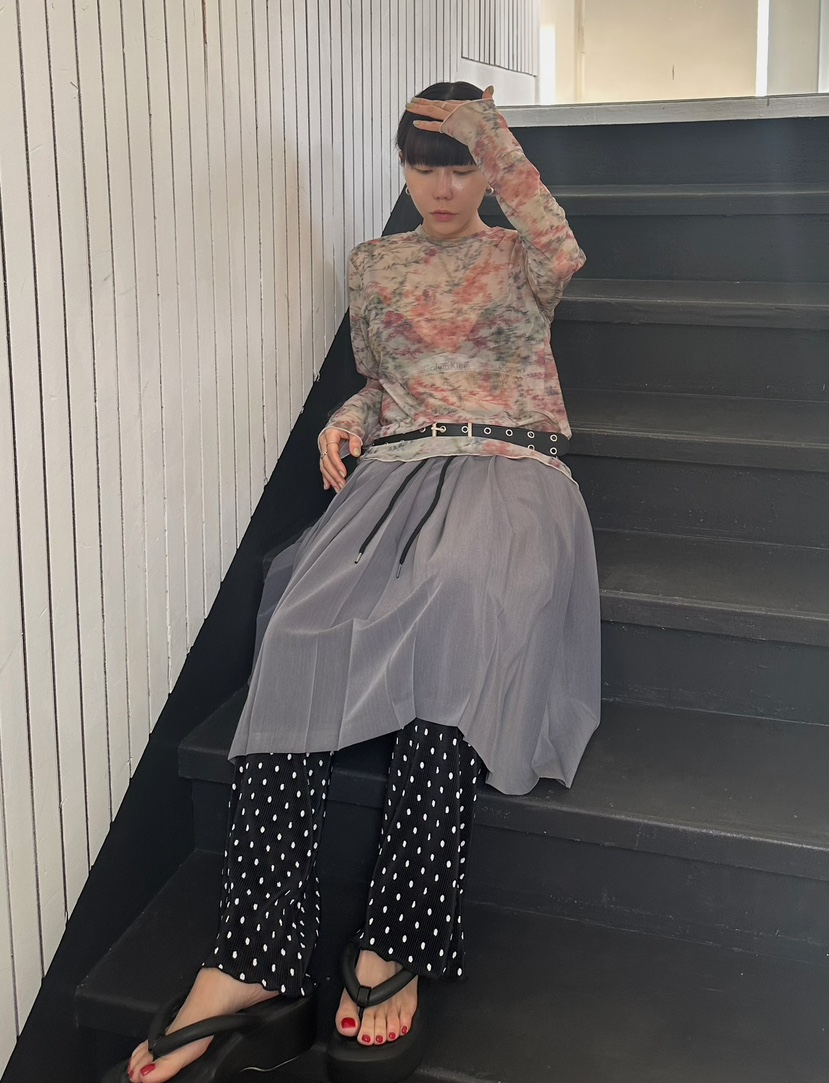 BYRING東大門代購女裝新款25春夏人氣真品半身裙中短裙百褶BYRING半身裙/中短裙