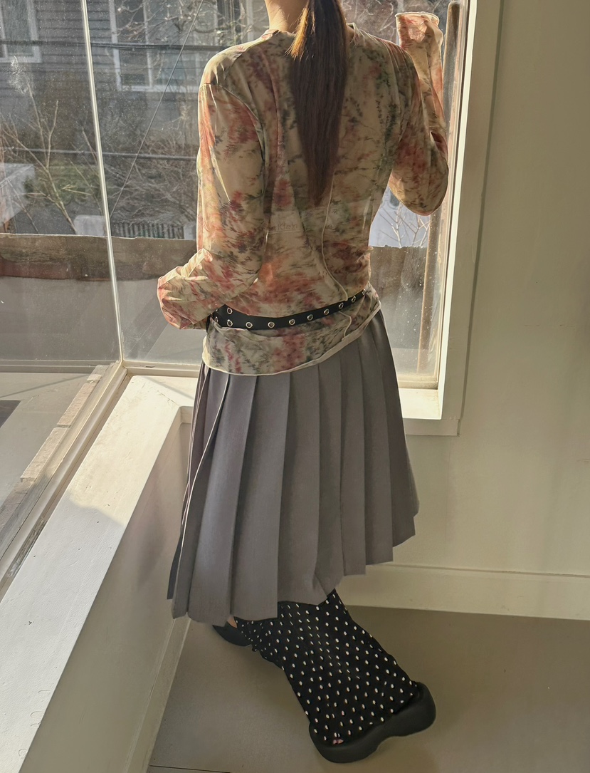 BYRING東大門代購女裝新款25春夏人氣真品半身裙中短裙百褶BYRING半身裙/中短裙