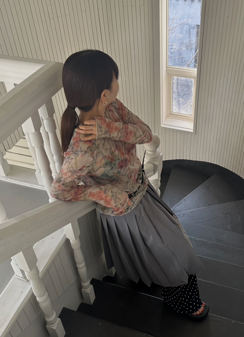 BYRING東大門代購女裝新款25春夏人氣真品半身裙中短裙百褶BYRING半身裙/中短裙