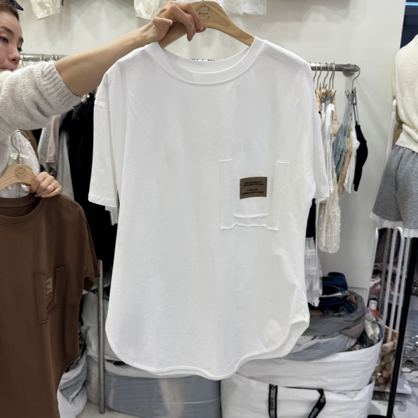 HOJAE韓國直郵㊣女裝新款25春夏熱賣職業人氣休閑推薦T恤口袋MID-LEVEL JUMPT恤