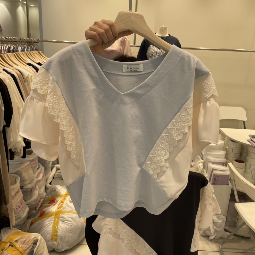 BLUE RIBBON韓國直郵㊣女裝新品熱賣職業人氣休閑推薦25春夏T恤BLUE RIBBONT恤圖色2