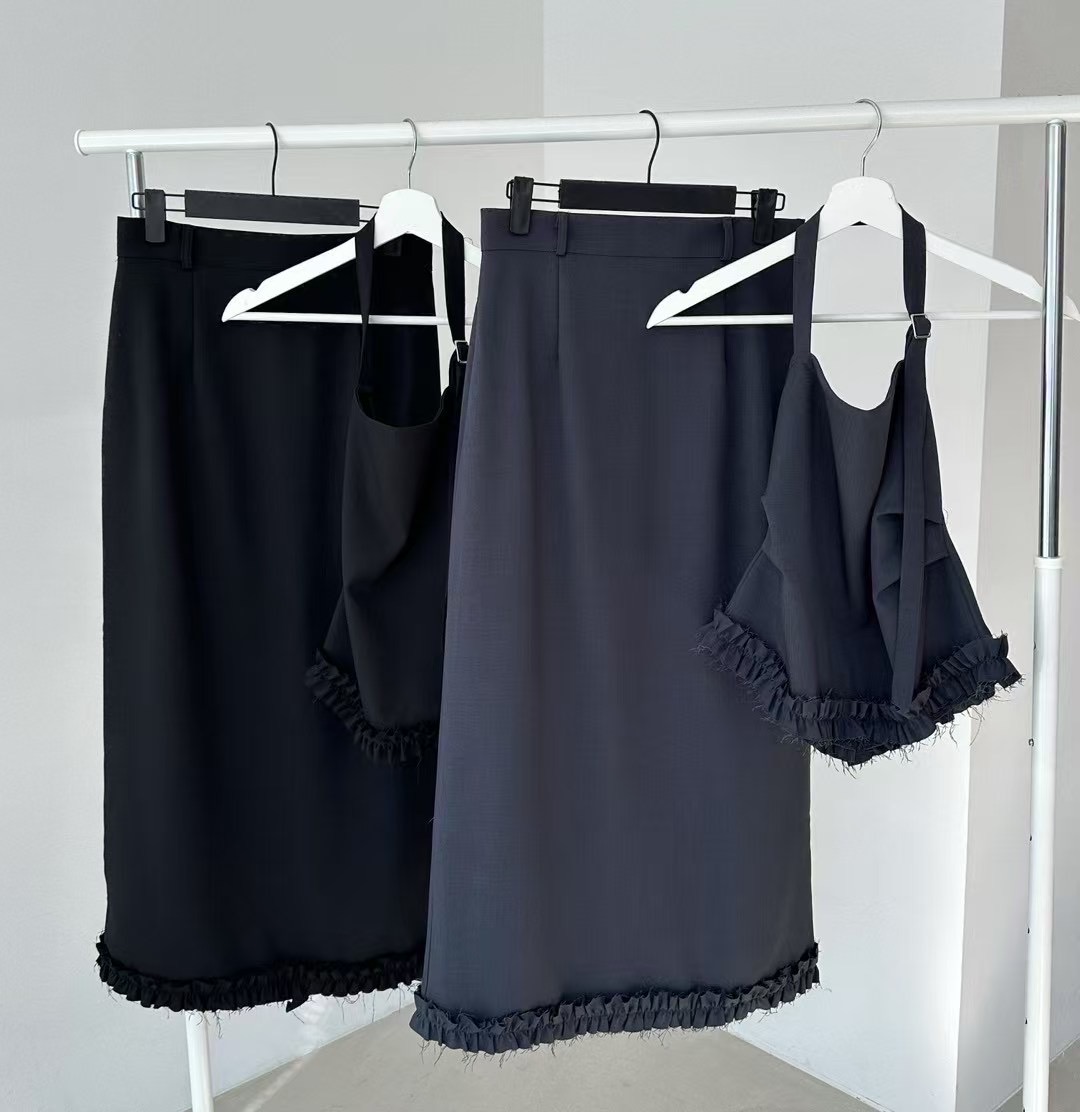 PRANA/CLOTHINK韓國直郵㊣東大門實拍女裝新品25春夏長裙荷葉邊PRANA/CLOTHINK長裙