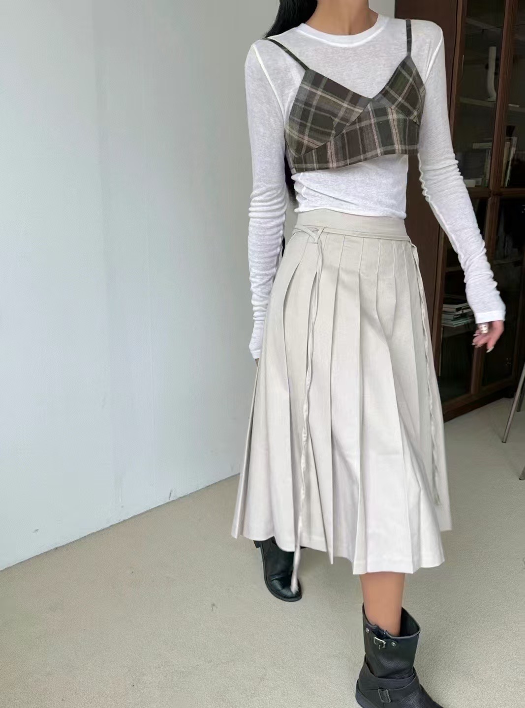 PRANA/CLOTHINK韓國直郵㊣東大門實拍女裝新品職業半身裙中短裙褶皺PRANA/CLOTHINK半身裙/中短裙