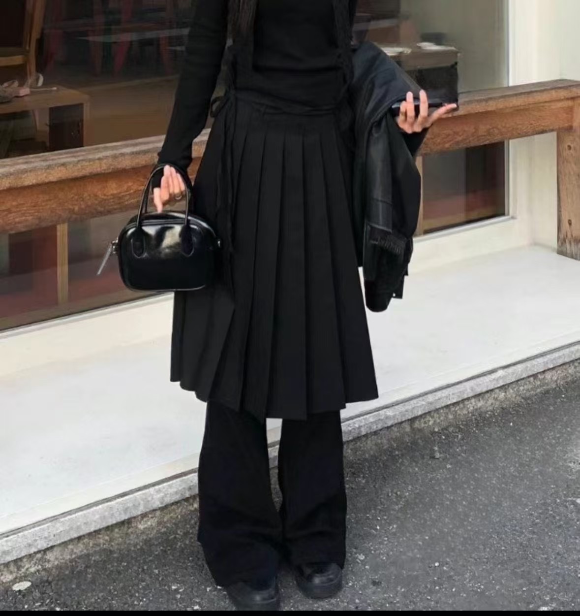PRANA/CLOTHINK韓國直郵㊣東大門實拍女裝新品職業半身裙中短裙褶皺PRANA/CLOTHINK半身裙/中短裙圖色2