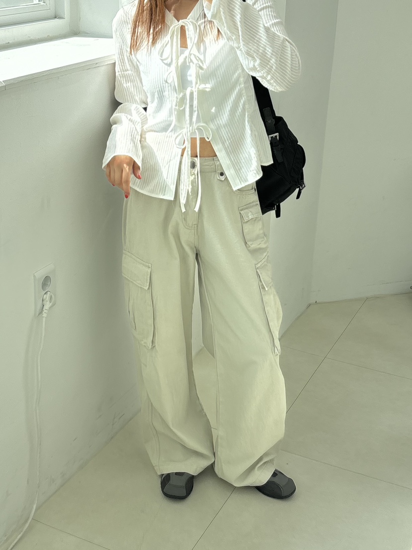 HOME GROUND韓國直郵㊣東大門實拍女裝新款推薦休閑褲工裝褲復古HOME GROUND休閑褲