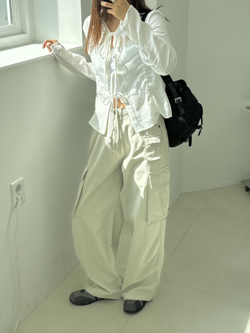 HOME GROUND韓國直郵㊣東大門實拍女裝新款推薦休閑褲工裝褲復古HOME GROUND休閑褲