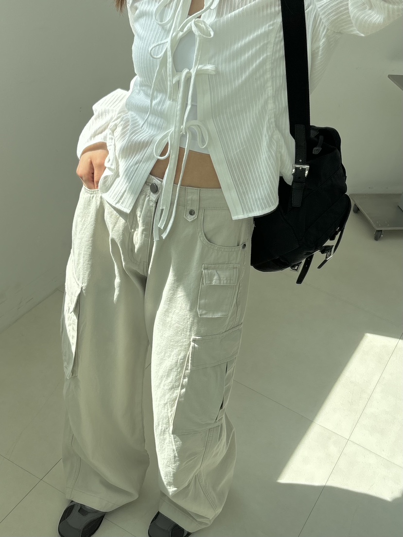 HOME GROUND韓國直郵㊣東大門實拍女裝新款推薦休閑褲工裝褲復古HOME GROUND休閑褲