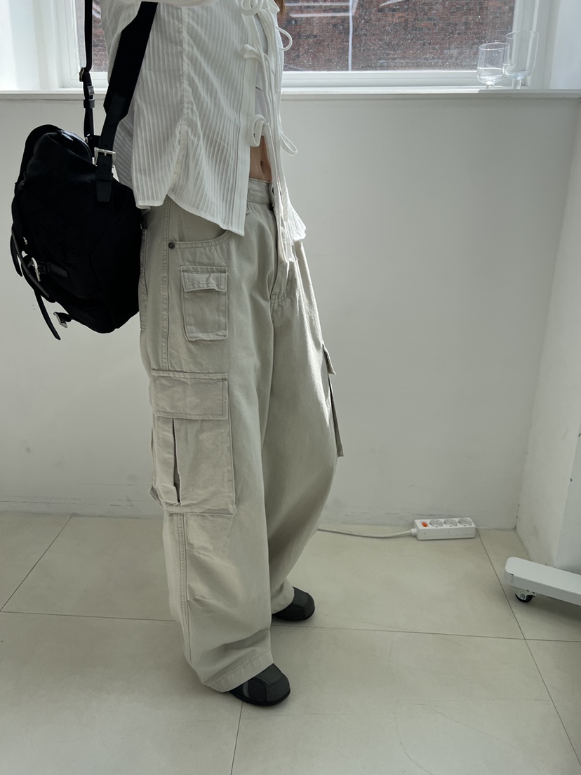 HOME GROUND韓國直郵㊣東大門實拍女裝新款推薦休閑褲工裝褲復古HOME GROUND休閑褲