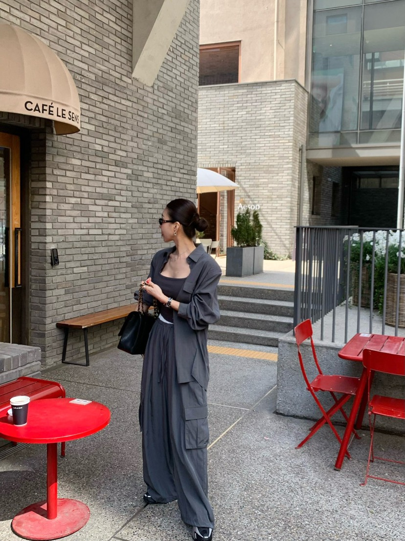 REVE CITE-L東大門直郵女士新款熱賣真品時尚休閑褲工裝褲REVE CITE休閑褲