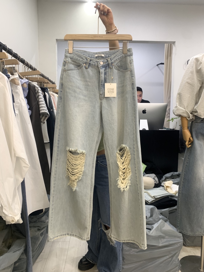 CEDARWOOD韓國直郵女裝新款休閑熱賣時尚真品推薦職業牛仔褲CEDARWOOD牛仔褲