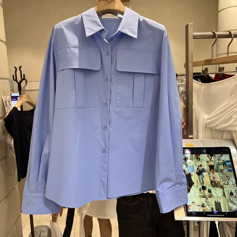 SALONDEMAG韓國直郵女士新款真品休閑熱賣推薦襯衫蕾絲衫口袋SALONDEMAG襯衫/蕾絲衫圖色2