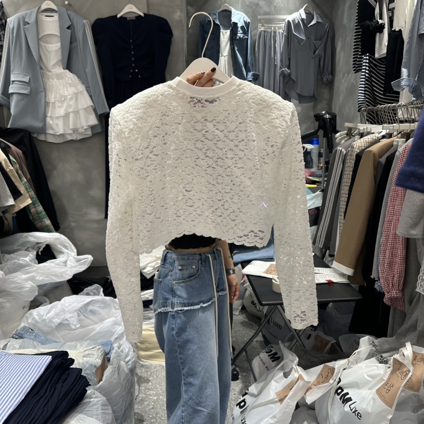 A-DEL韓國代購女士新款真品推薦25春夏人氣熱賣襯衫蕾絲衫A-DEL襯衫/蕾絲衫