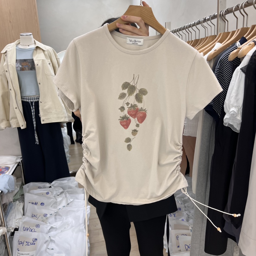 VILLABUTTON韓國代購女裝新品真品時尚熱賣25春夏人氣休閑T恤VILLABUTTONT恤