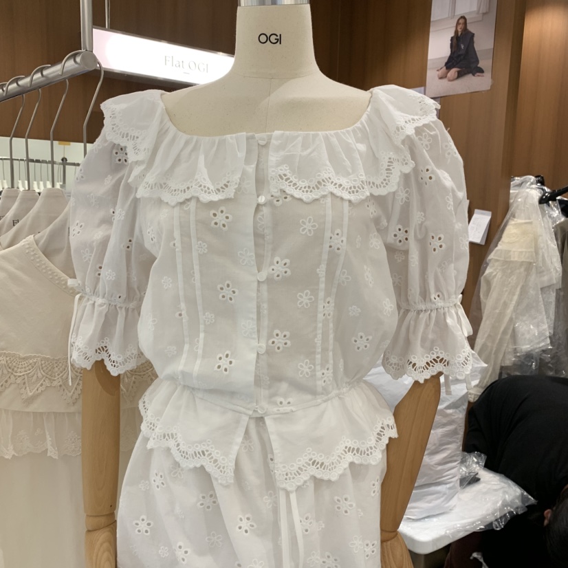 OGI韓國直郵女裝新品人氣時尚職業推薦25春夏真品襯衫蕾絲衫FLat OGI襯衫/蕾絲衫