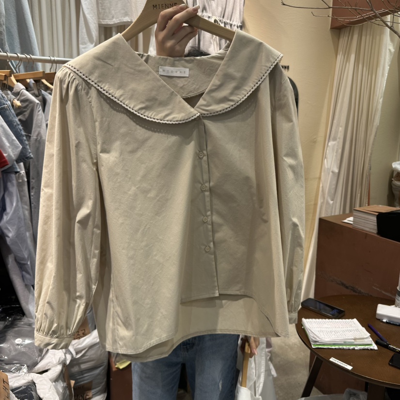 MIENNE韓國代購女裝新品熱賣25春夏人氣休閑真品襯衫蕾絲衫MIENNE襯衫/蕾絲衫圖色2